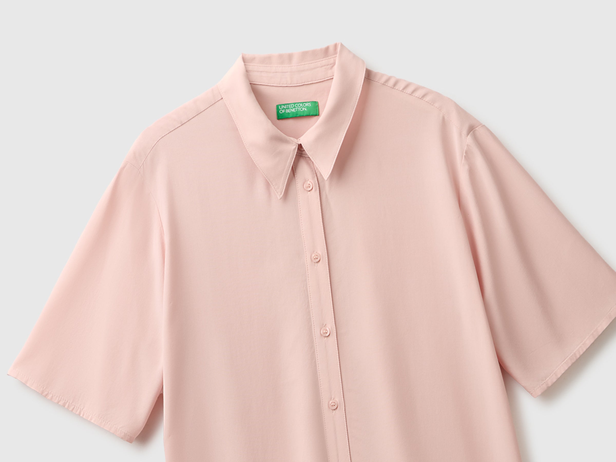 United Colors of Benetton camicia viscosa manica 3/4 tinta unita
