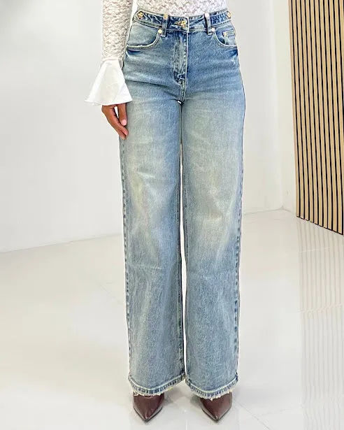 Sottosopra Donna jeans jeh5822 palazzo delavato XS
