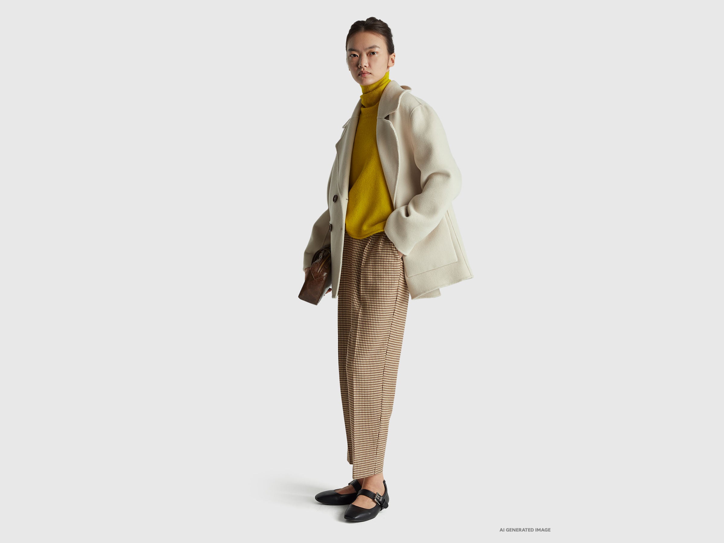 United Colors of Benetton Trousers Pantaloni Flanella Pied-de-Poule