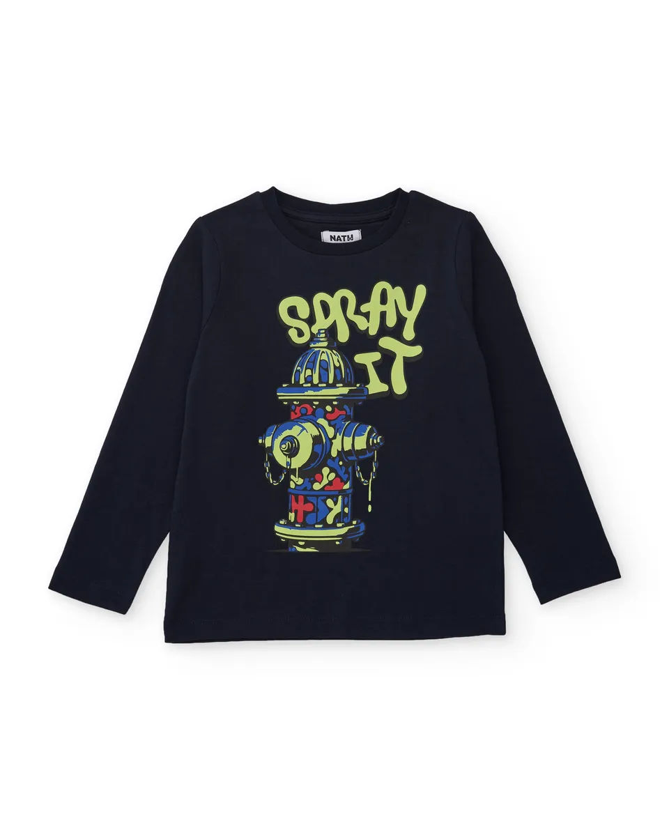 TucTuc Magliette Maglietta Bambino Blu Navy 4A Cotone