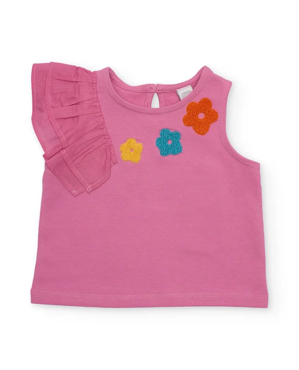 TucTuc Magliette T-shirt bambina rosa senza maniche cotone