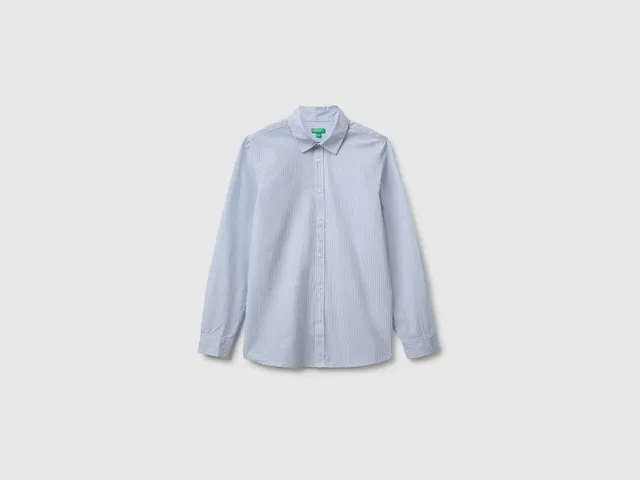 Benetton Camicia a Righe 100% Cotone Taglia L Maniche Lunghe