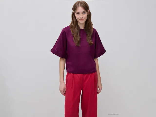 United Colors of Benetton Blusa Lino Girocollo Manica Kimono M