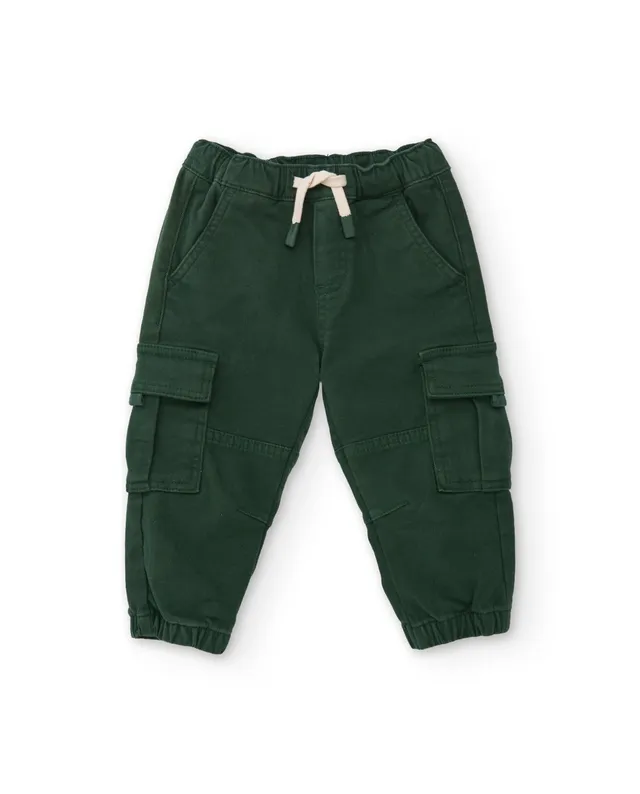 TucTuc Pantaloni Cargo Bambino Tela Verde Tasche Elastico