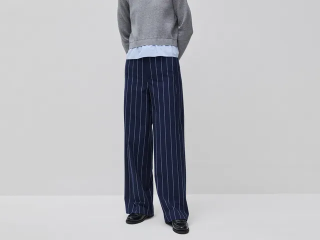 United Colors of Benetton Wide-leg pantalone palazzo gessato viscosa