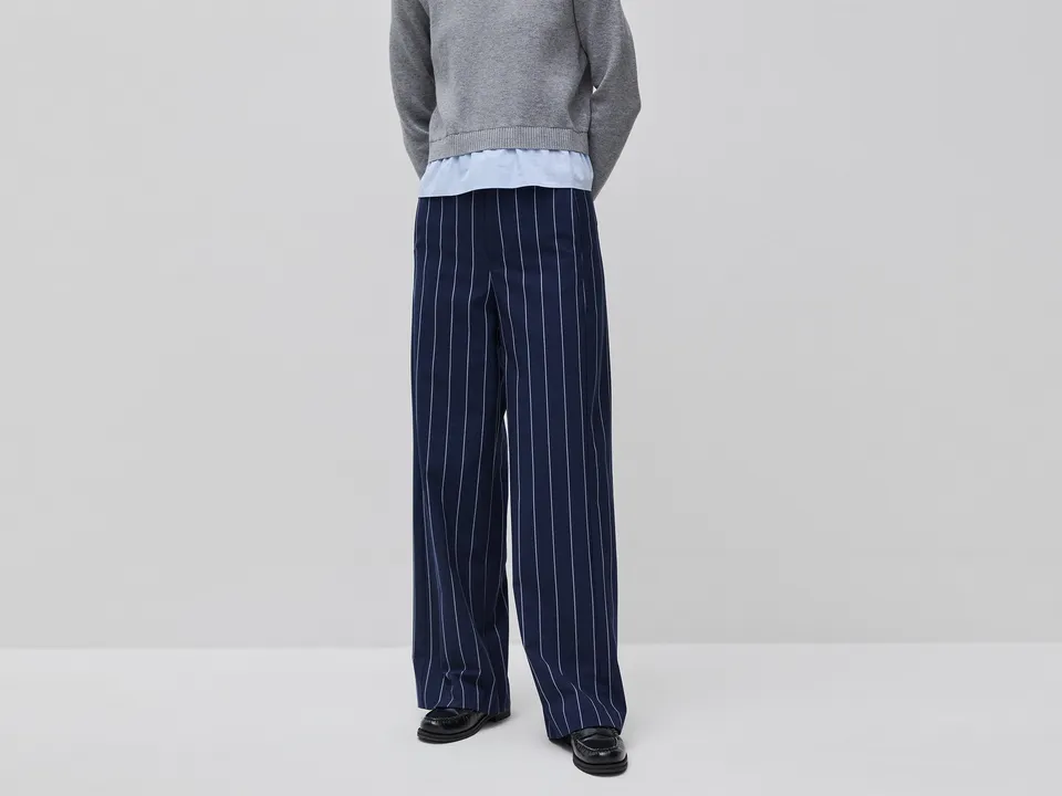 United Colors of Benetton Wide-leg pantalone palazzo gessato viscosa
