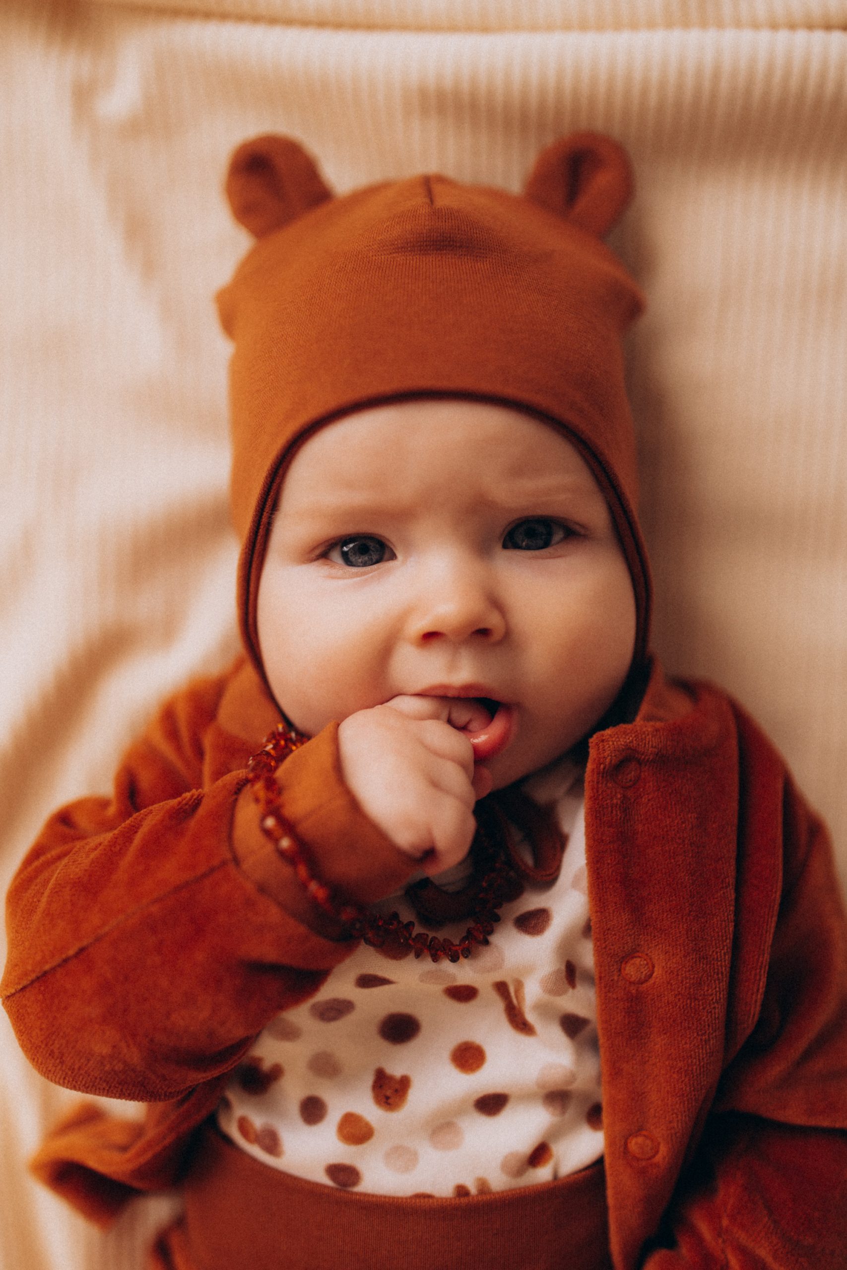 Woolly Organic Hat Teddy Ears cappello neonato cotone bio
