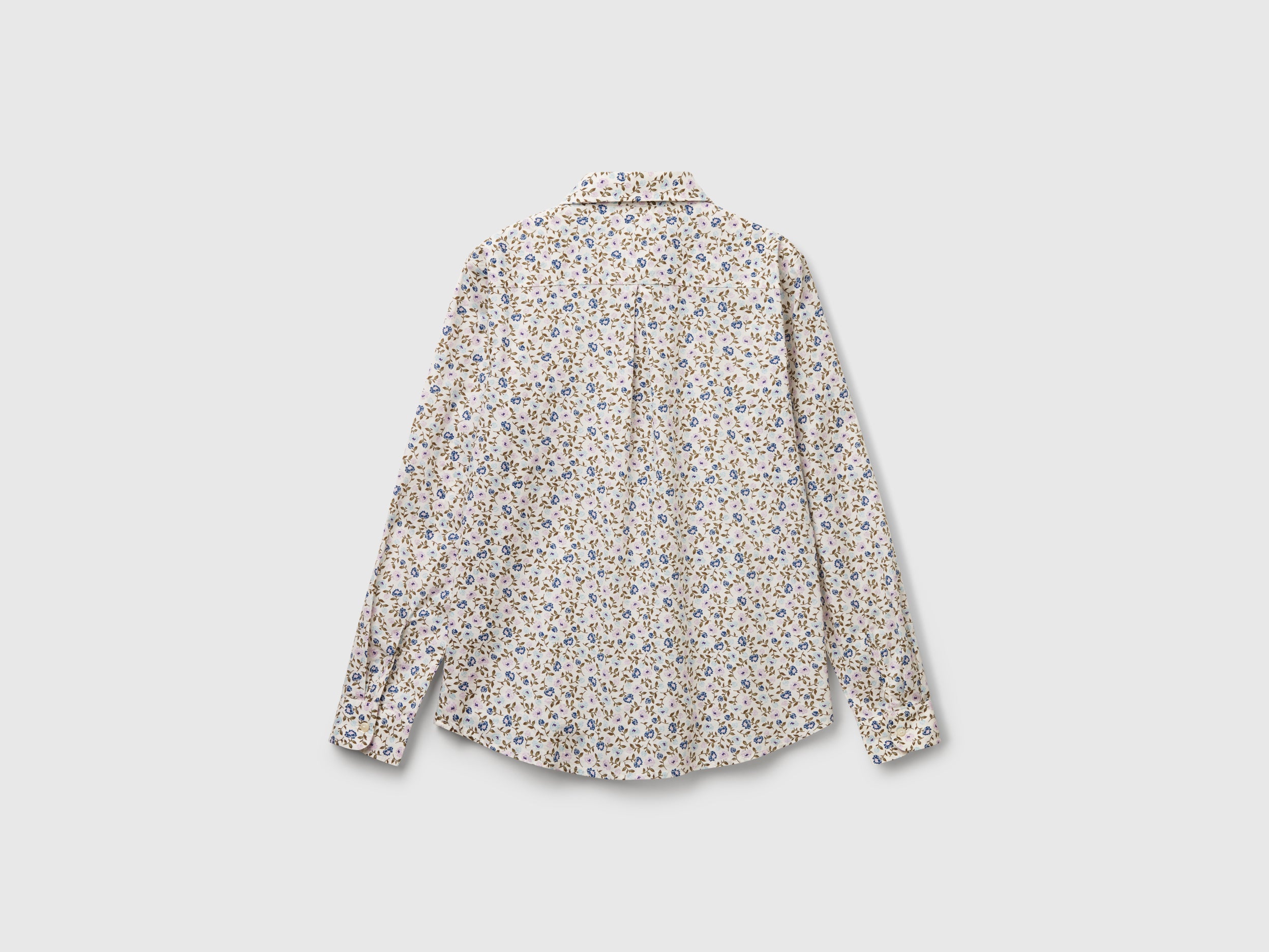 Benetton Camicia fantasia in cotone manica lunga