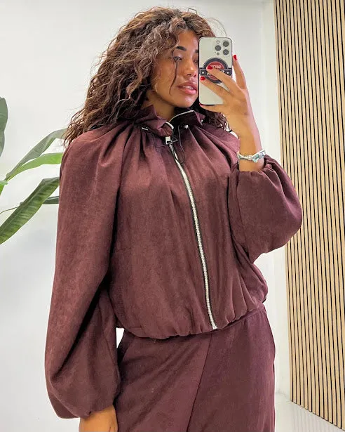 Sottosopra tf8 bomber melange fango unica collo