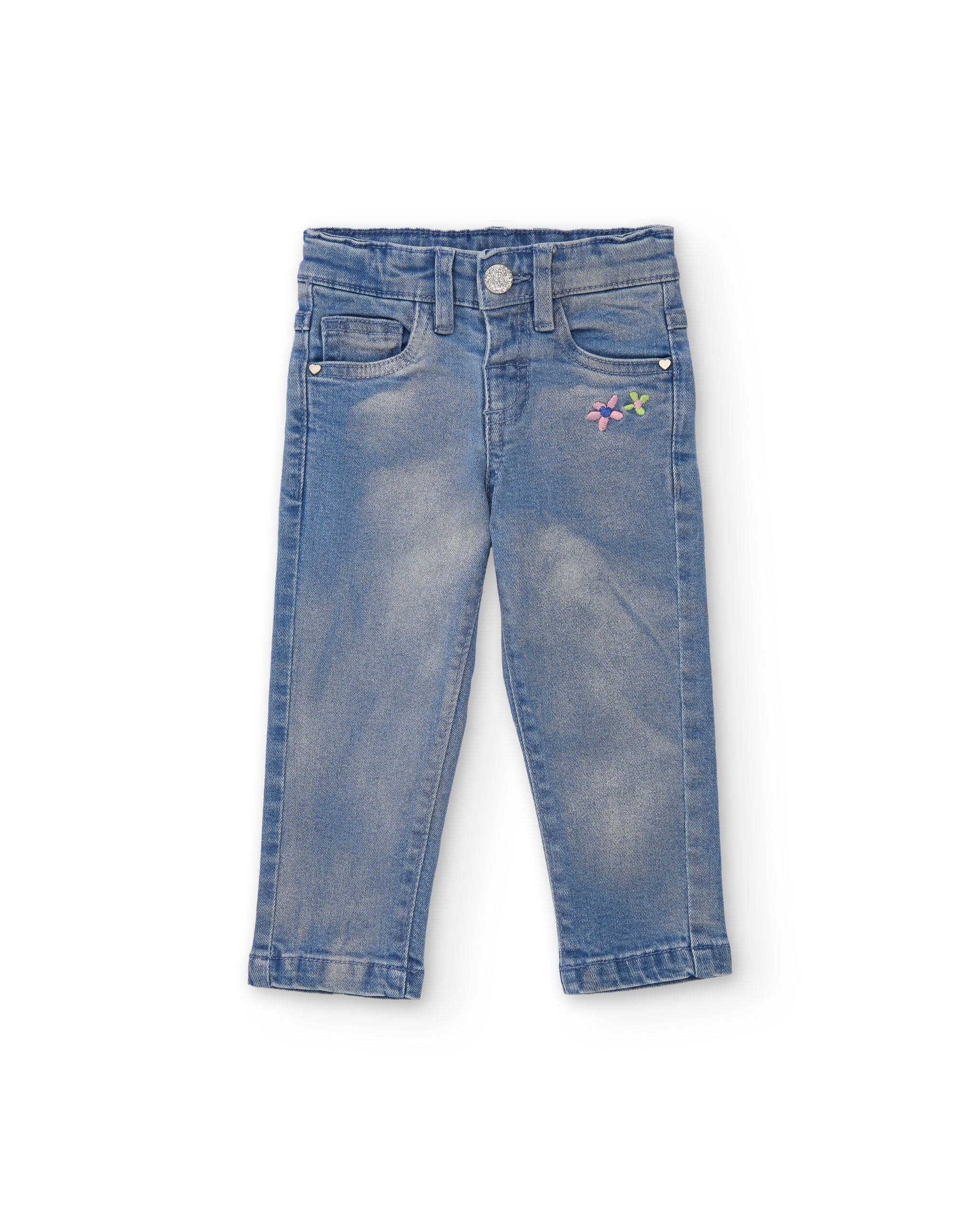 TucTuc Pantaloni Jeans Bambina Ricamo Floreale Denim