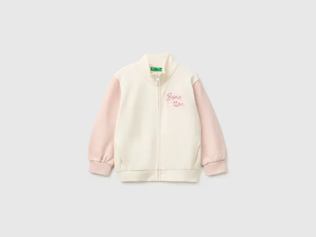 United Colors of Benetton felpa zip logo cotone organico 104
