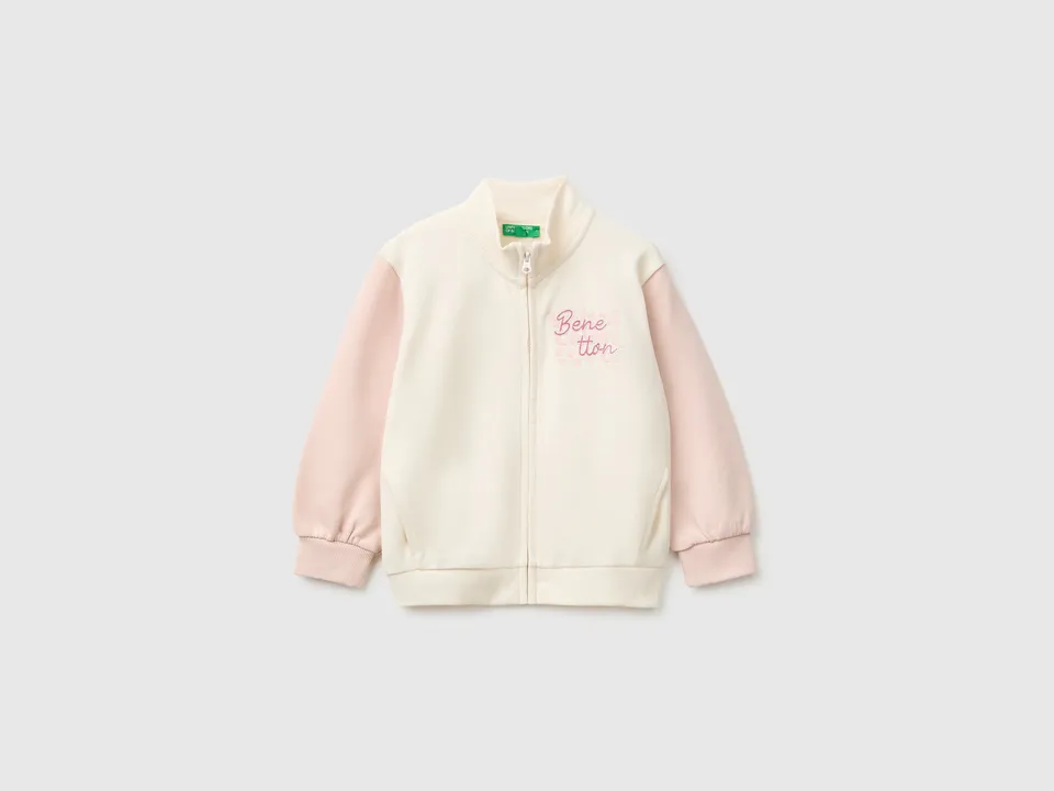 United Colors of Benetton felpa zip logo cotone organico 104