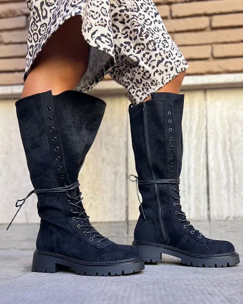 Sottosopra anfibio scamosciato zip scarpa nero 38