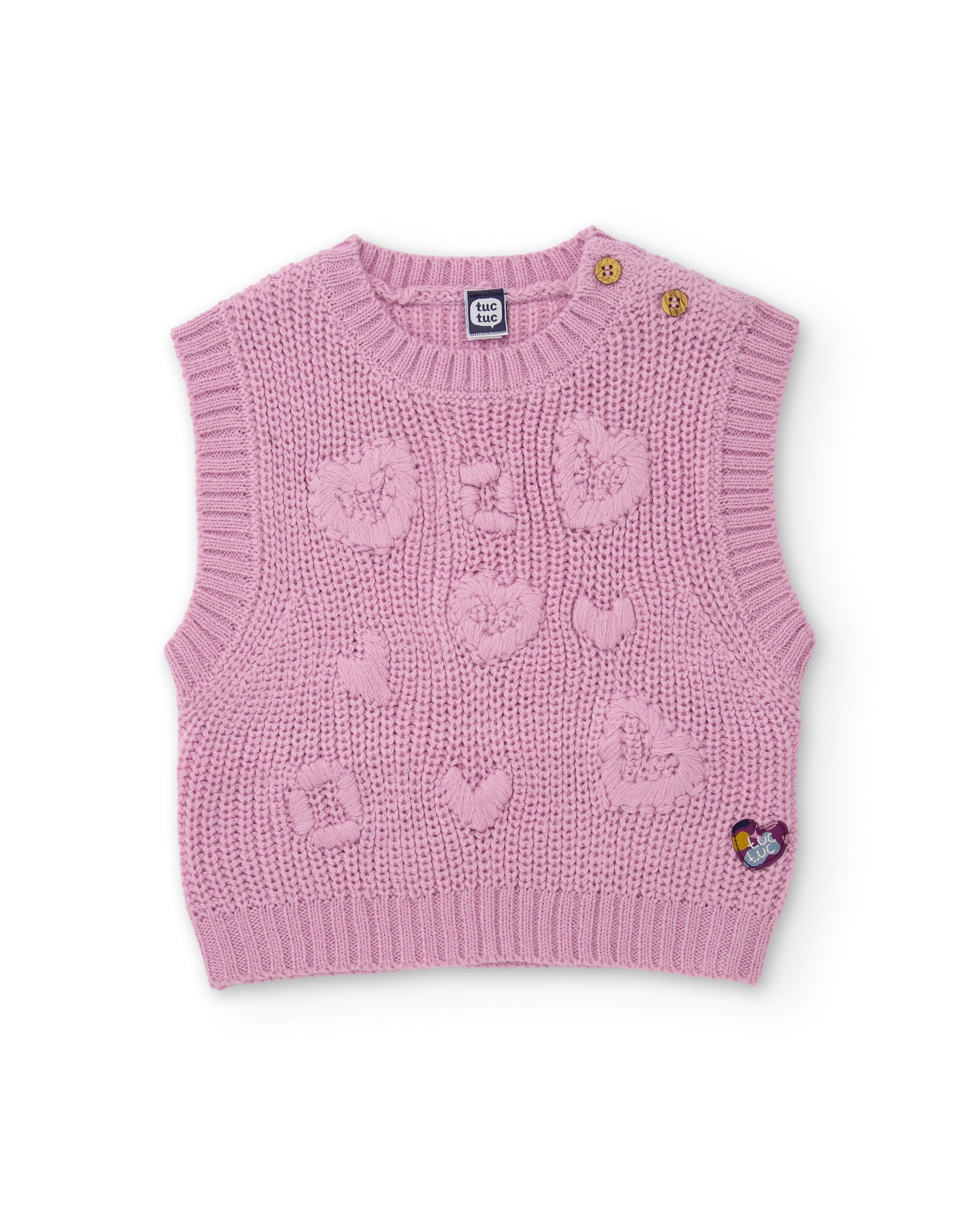 TucTuc Maglioni gilet bambina tricot rosa motivo cuori caldo