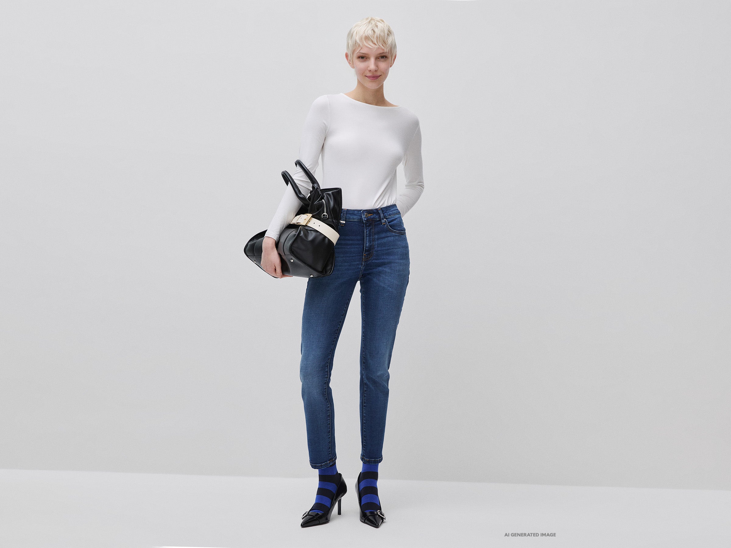 United Colors of Benetton Jeans Slim Vita Alta Cotone Stretch Donna