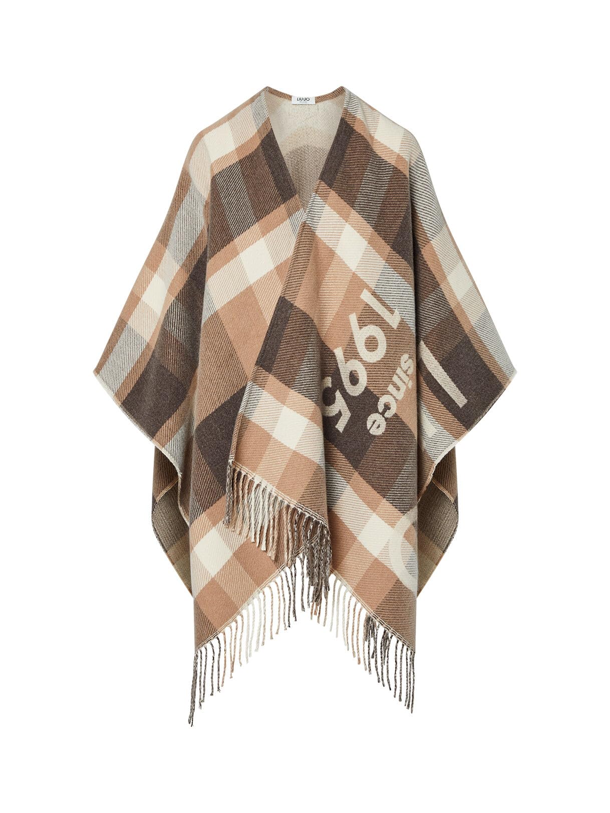 Liu Jo Poncho Check Jacquard mantella marrone