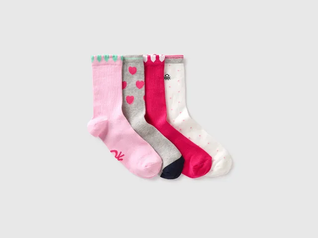 United Colors of Benetton 4 paia calzini spugna 27-30 cuore cotone