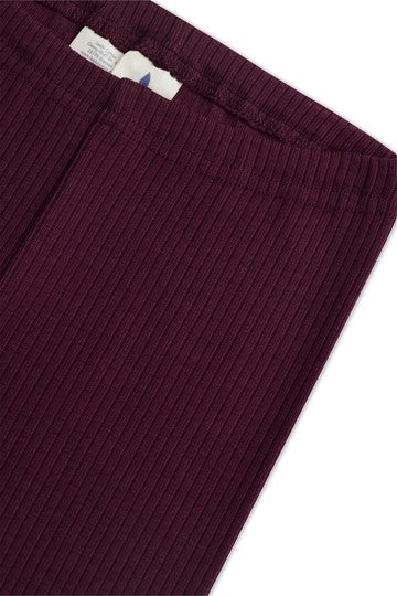 Leela leggings a coste cotone organico melanzana bimba