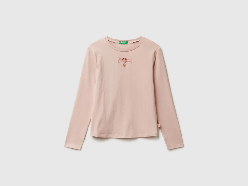 United Colors of Benetton T-shirt Cut-Out Hearts maglia M cotone