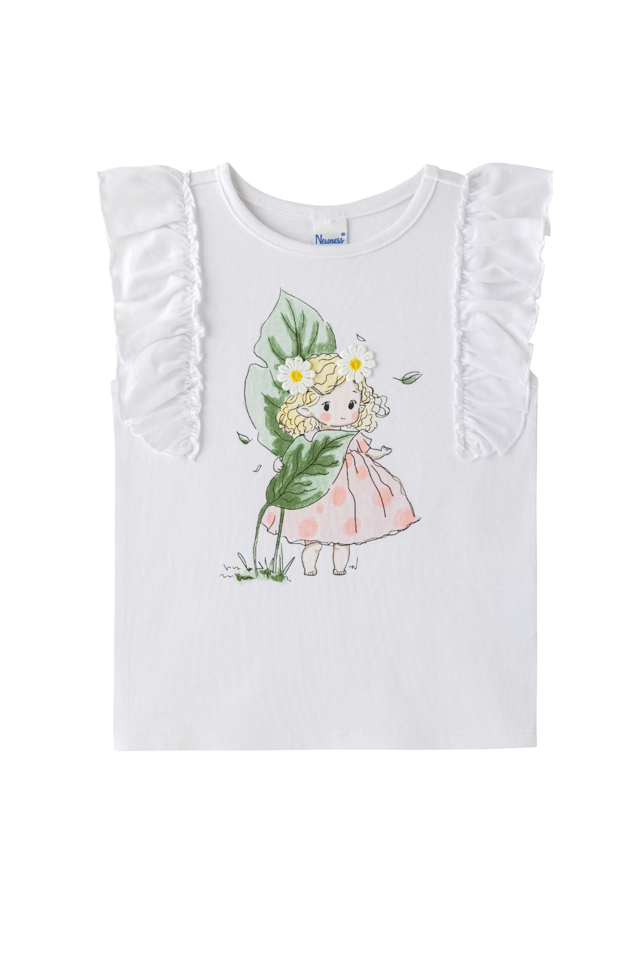 Newness t-shirt volant bambina in cotone 2-6 anni