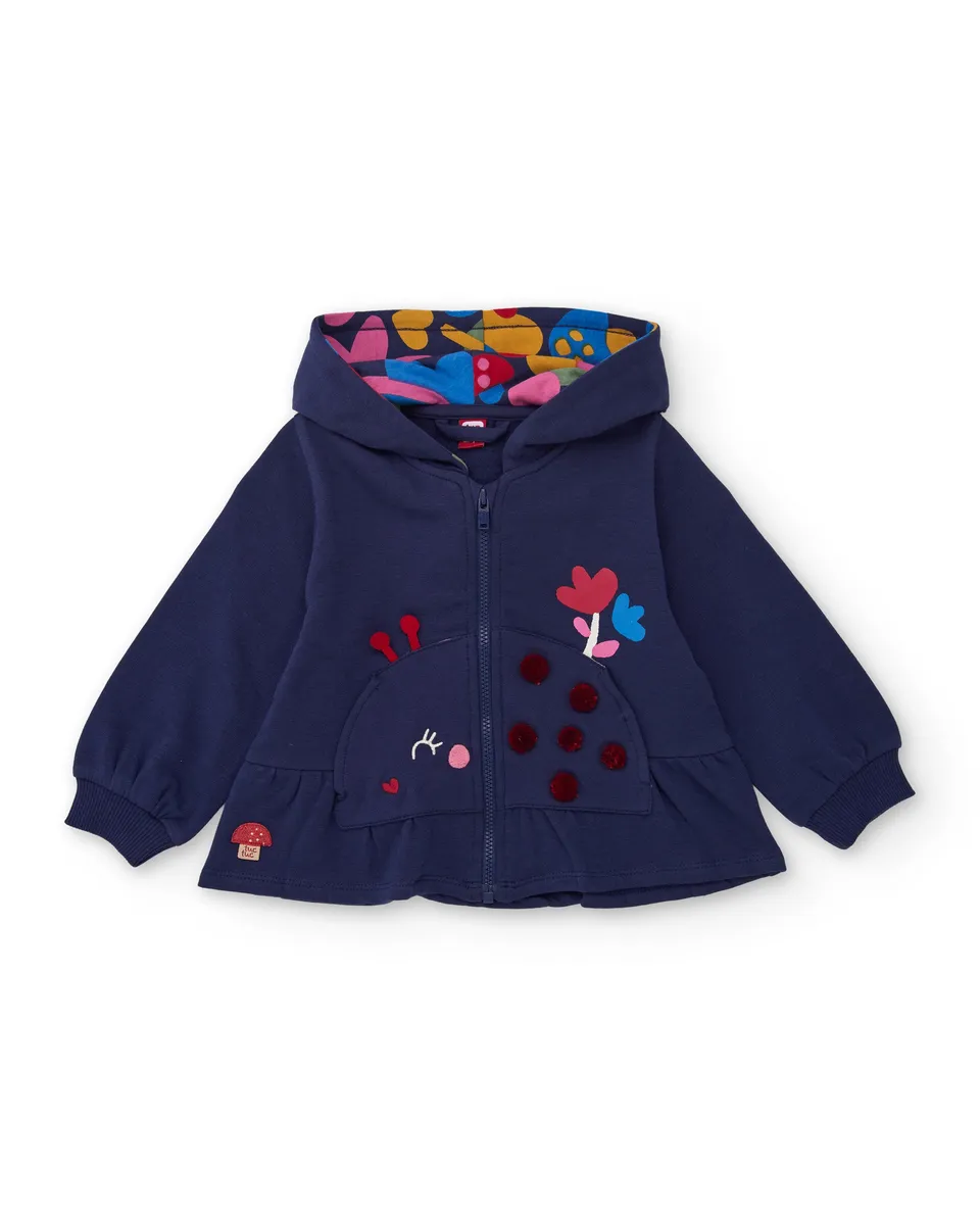 TucTuc Felpe Felpa bambina blu cerniera cappuccio cotone