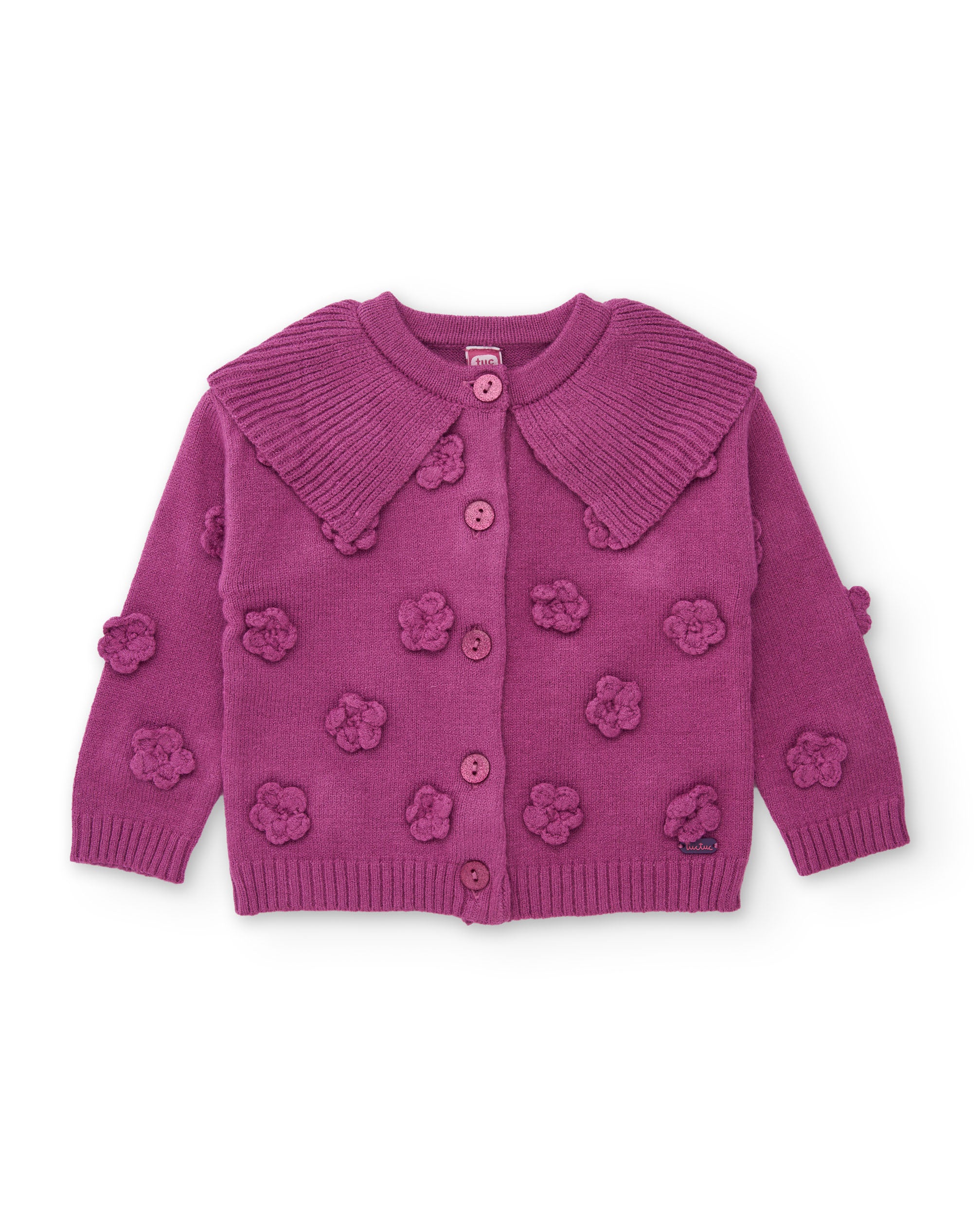 TucTuc Maglioni Giacca Bambina Tricot Viola fiori bottone