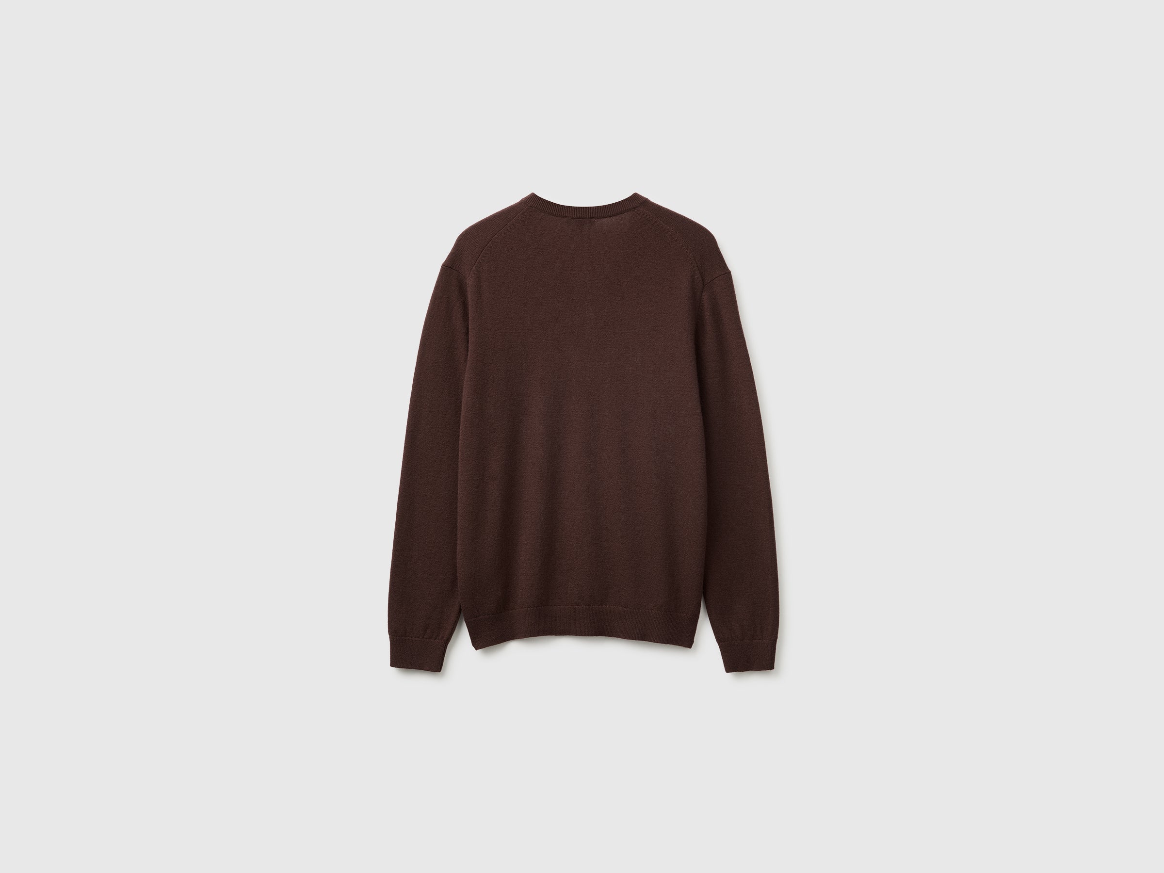 United Colors of Benetton V-neck maglione lana merino marrone