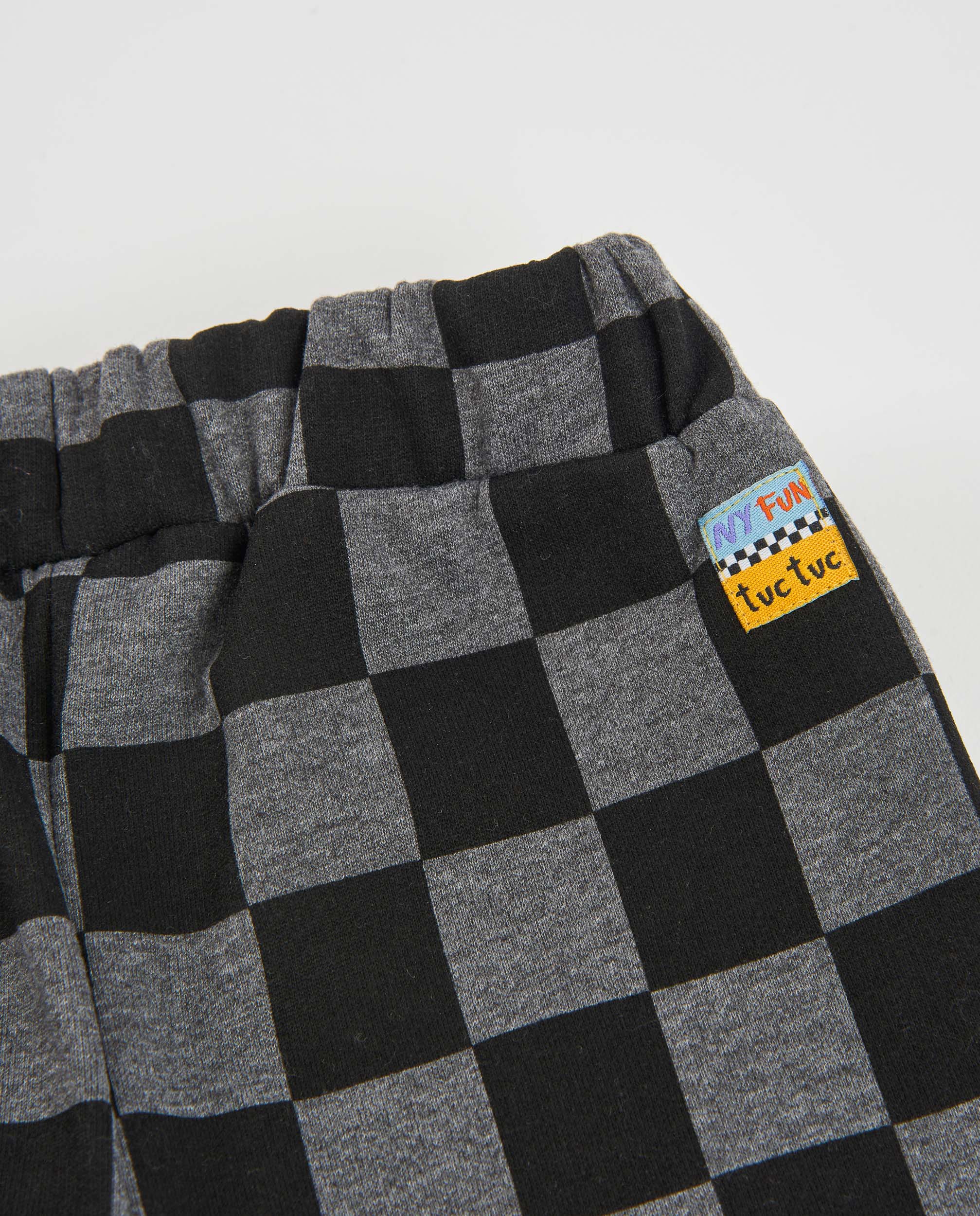 TucTuc Pantaloni felpa bambino nero stampa geometrica