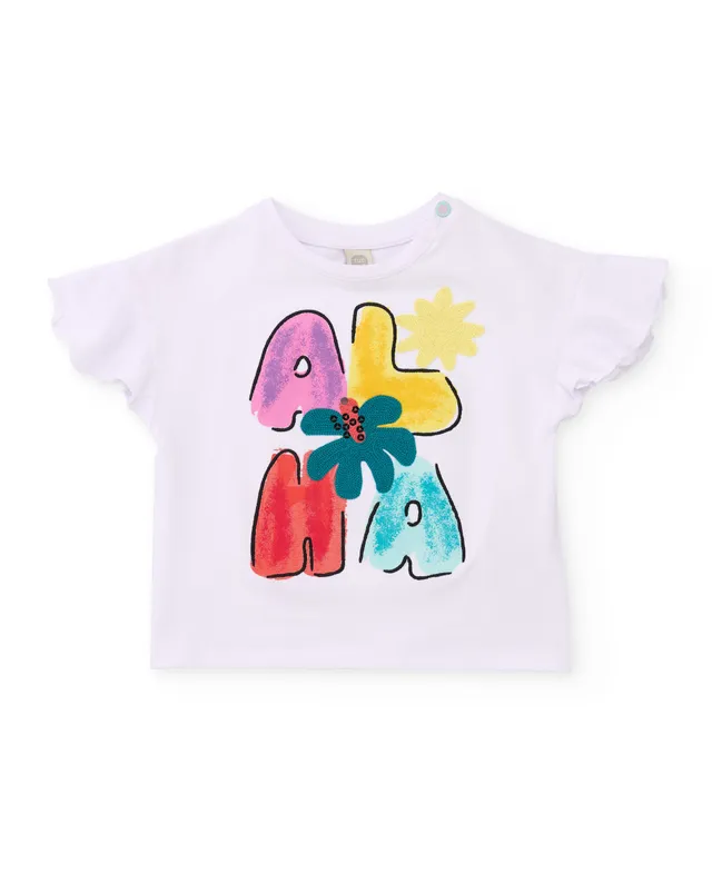 TucTuc Magliette t-shirt bimba bianca aloha volant