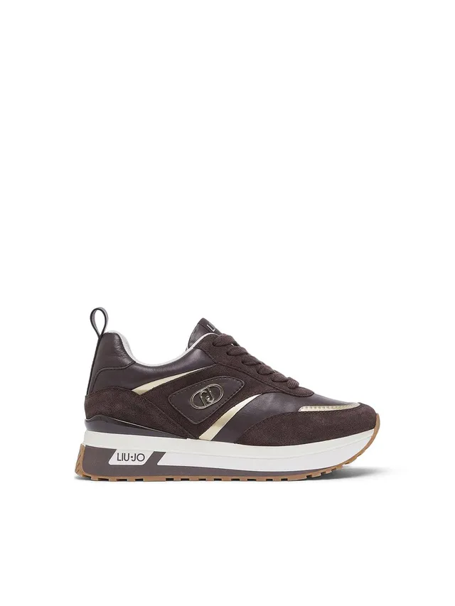 Liu Jo Sneakers Platform Pelle Suede Marrone Suola 4,5 cm