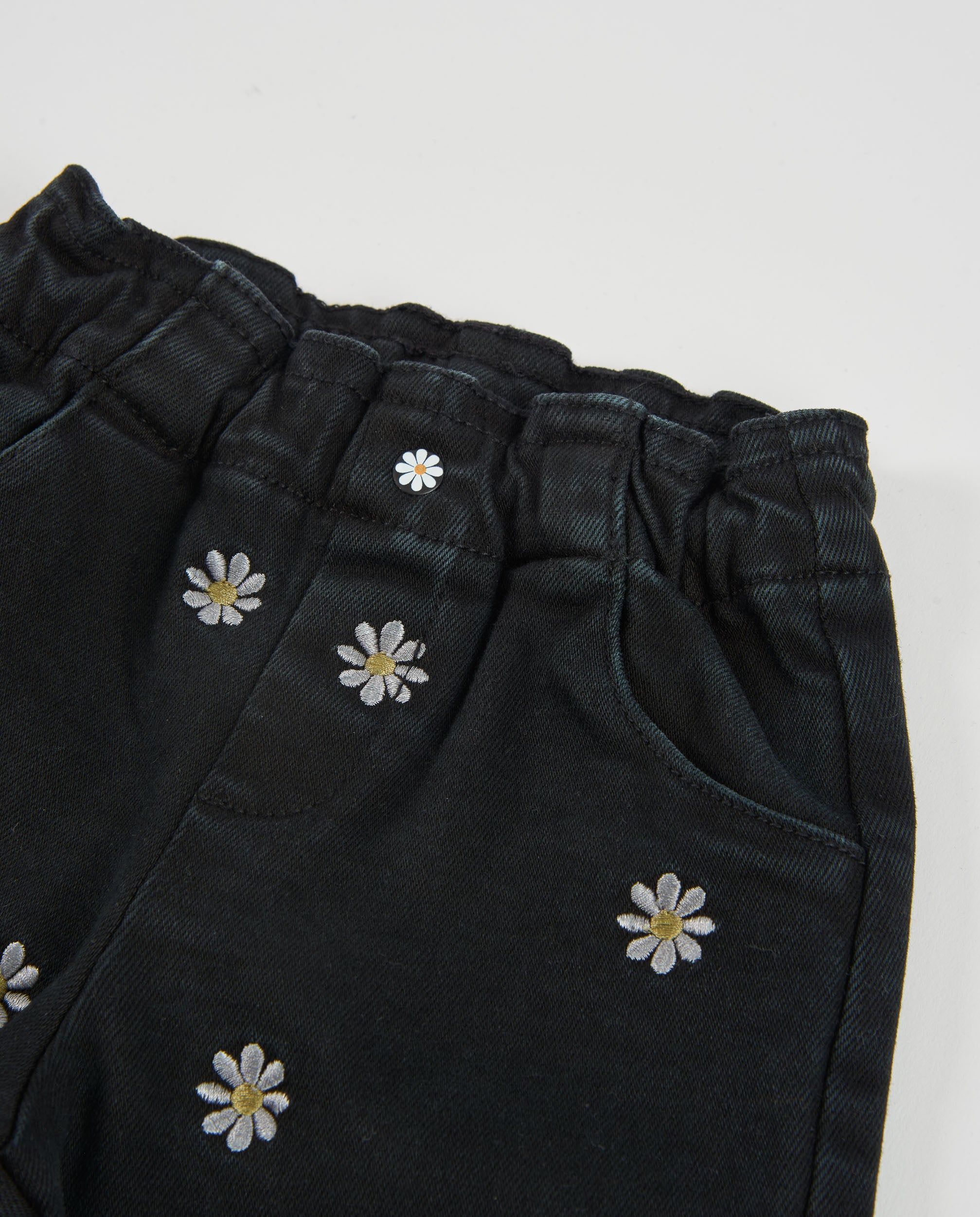 TucTuc Pantaloni jeans bambina neri ricami fiori