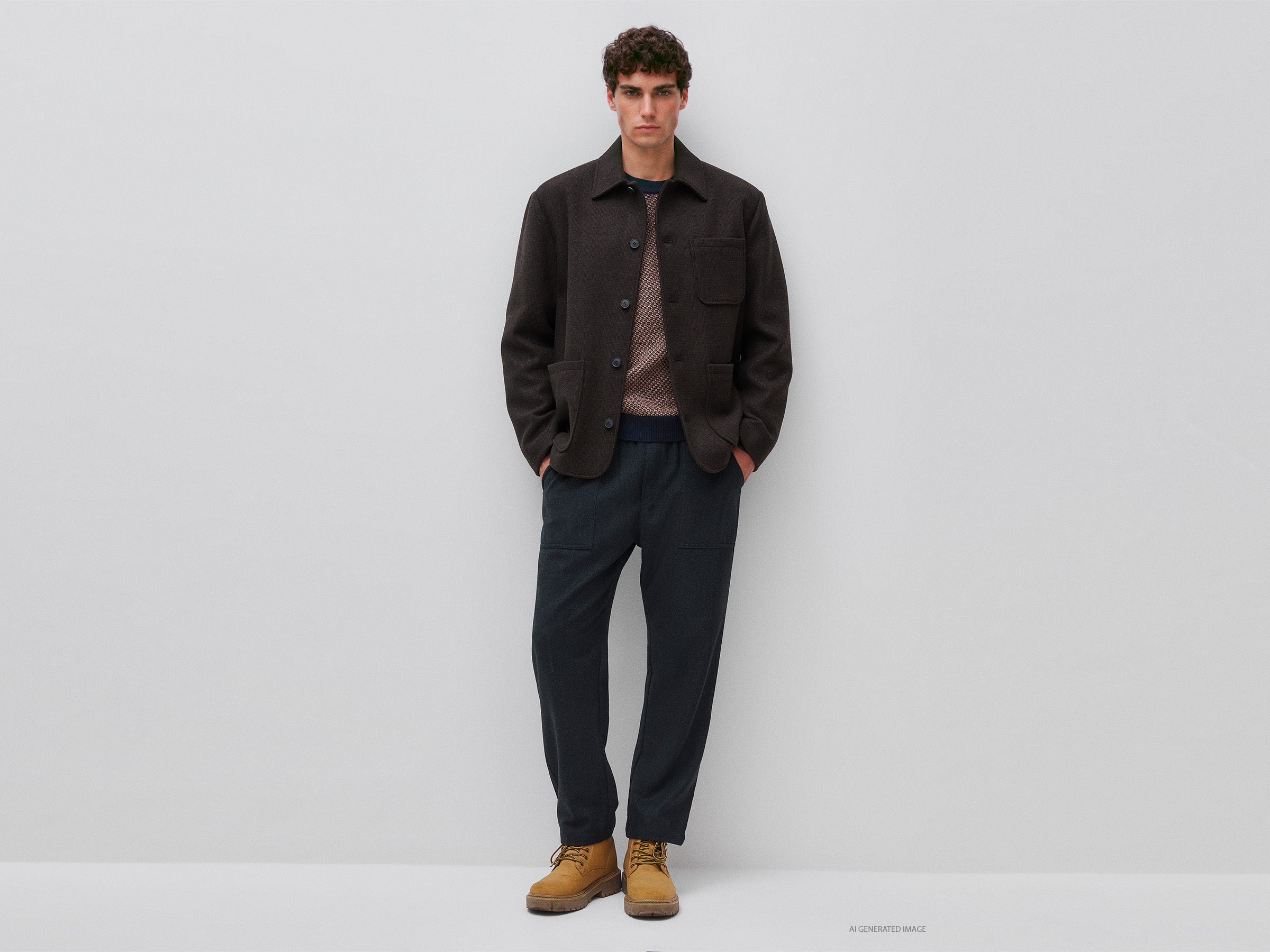 United Colors of Benetton Giacca Corta Pied-de-poule Lana