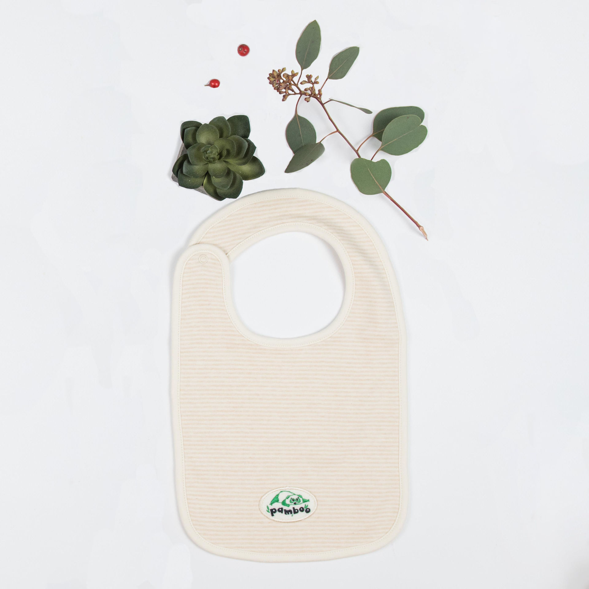 Pamboo Organic Baby bavaglino pappa crema righe cotone bio