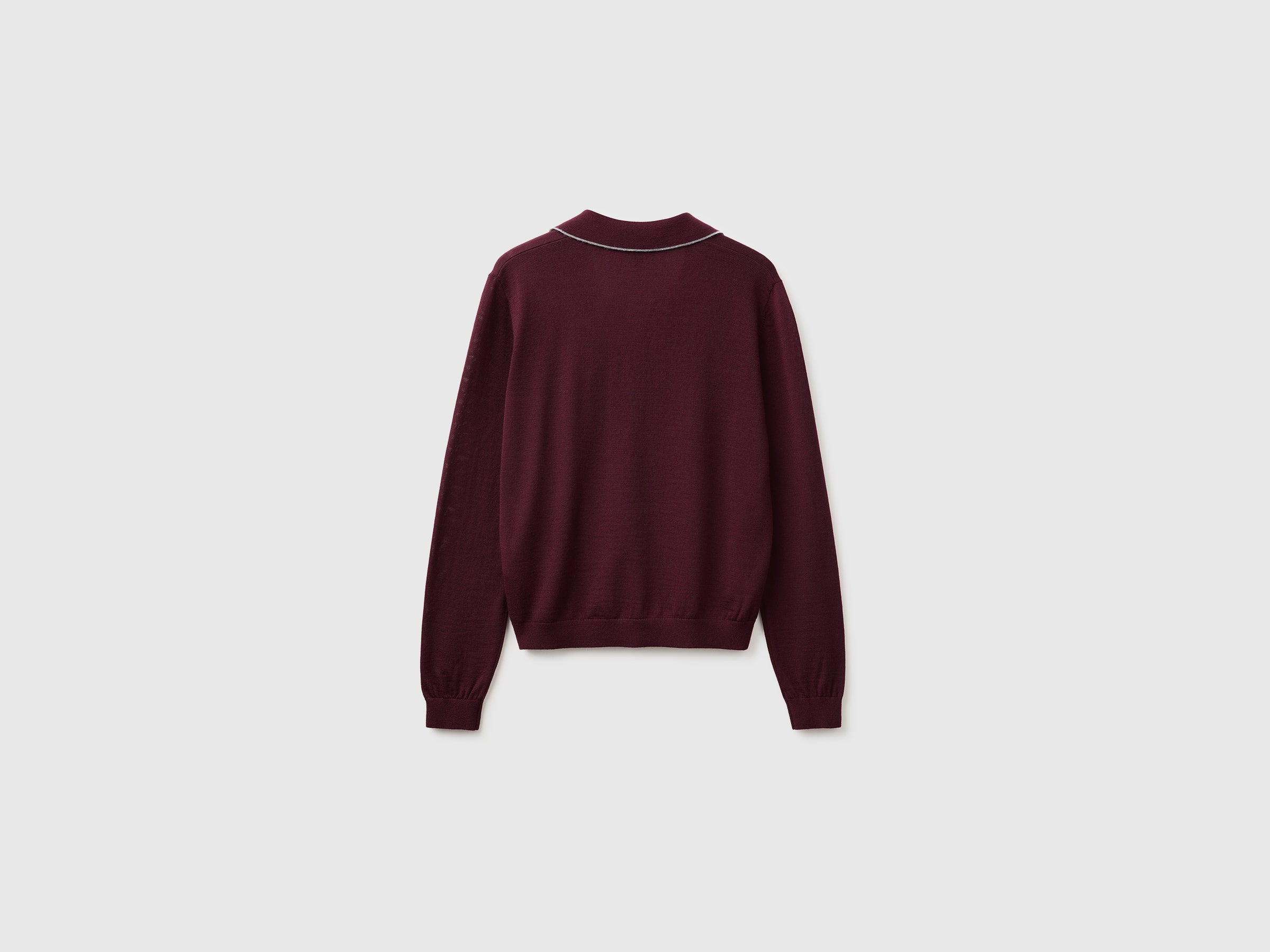 Benetton Sweaters maglione polo lana merino scollo V taglia M
