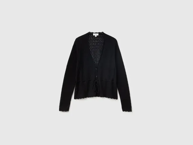 United Colors of Benetton Cardigan Traforato Lana Ultraleggera Donna