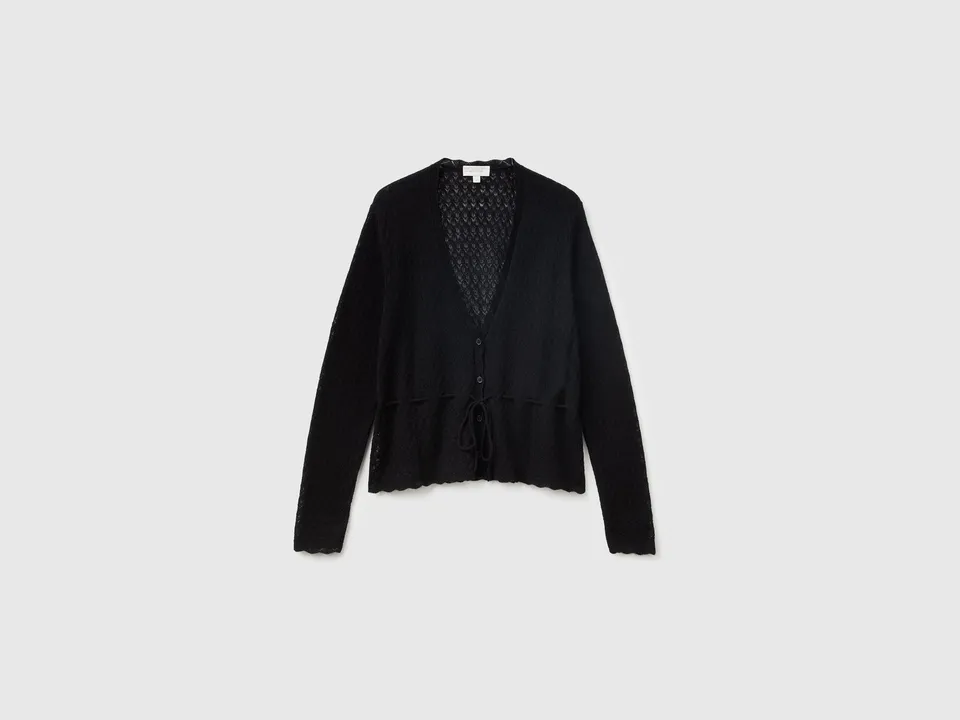 United Colors of Benetton Cardigan Traforato Lana Ultraleggera Donna