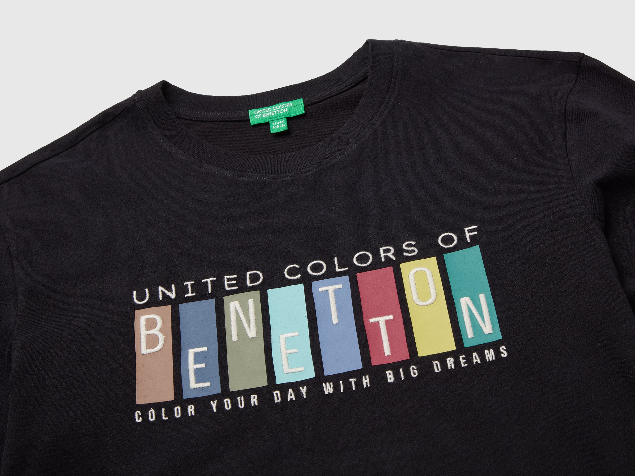United Colors of Benetton T-Shirt Stampa Ricamo Cotone Organico L