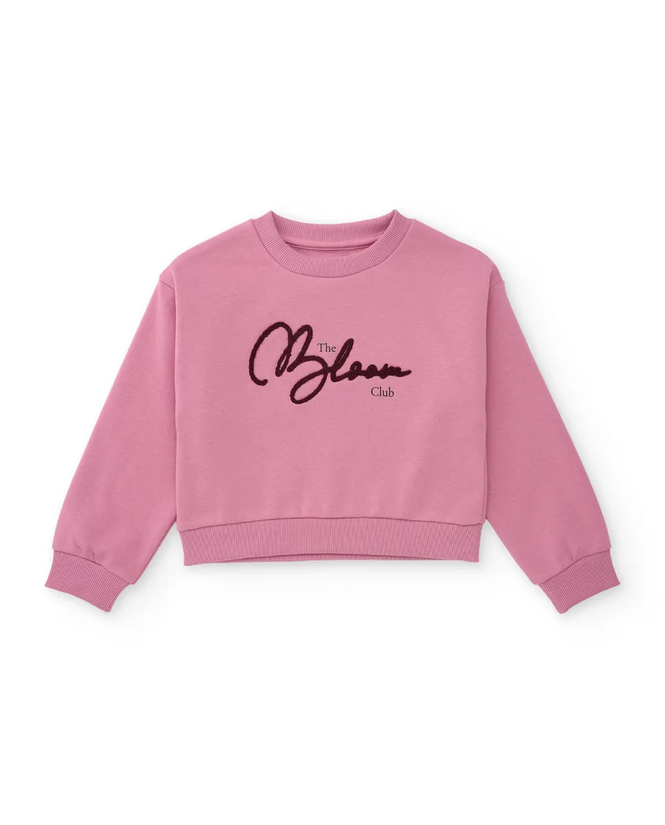 TucTuc Felpe felpa bambina rosa logo ricamato