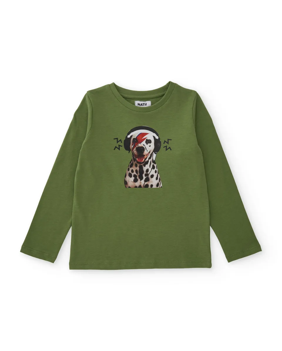 TucTuc Magliette Maglia Bambino Verde Oliva Dalmata