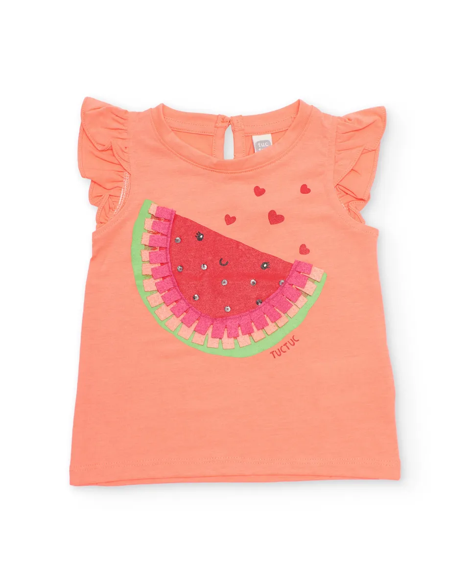 TucTuc Magliette T-shirt bambina arancione anguria brillanti