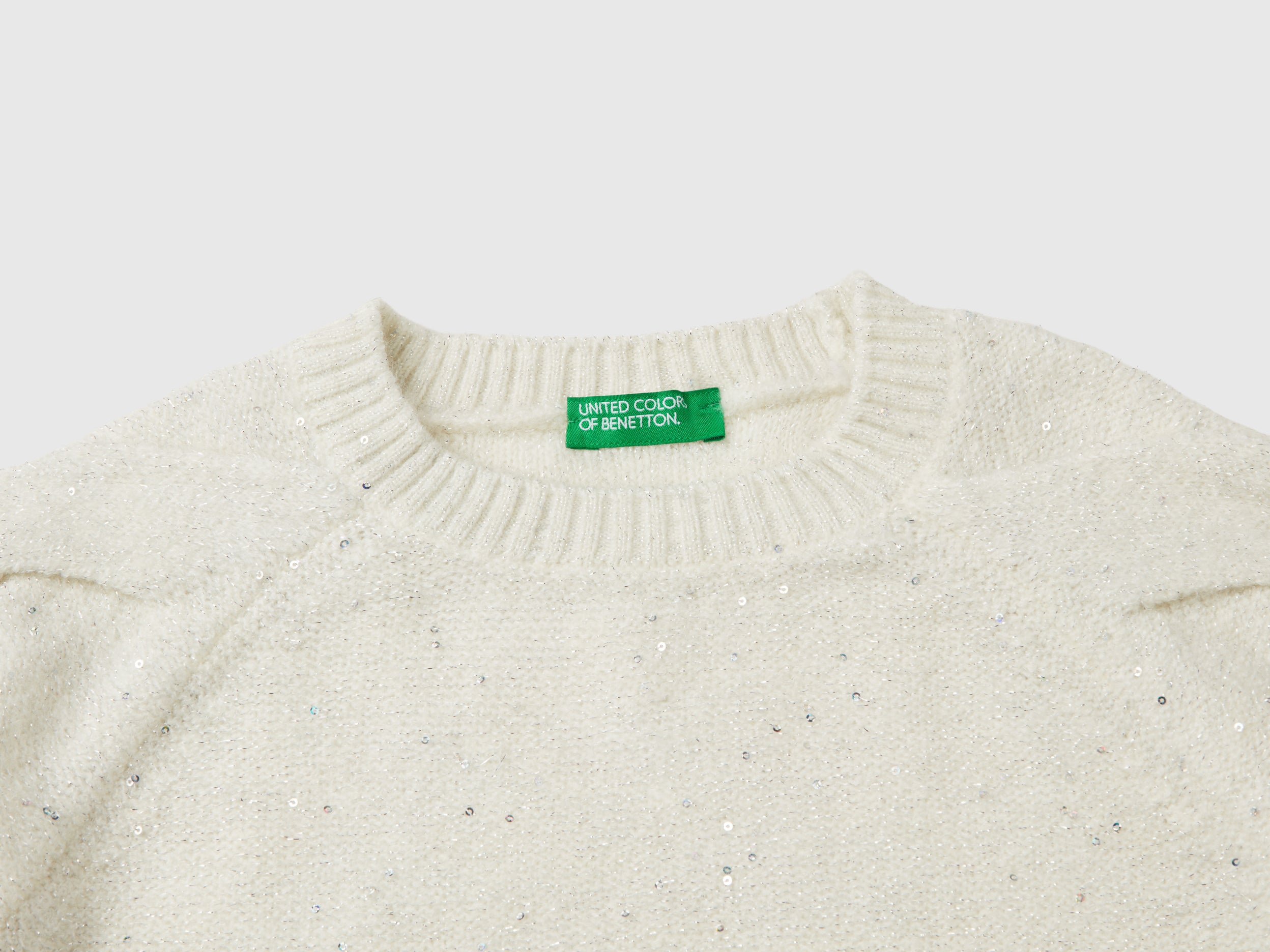 United Colors of Benetton Sweater sequins braids maglione L paillettes