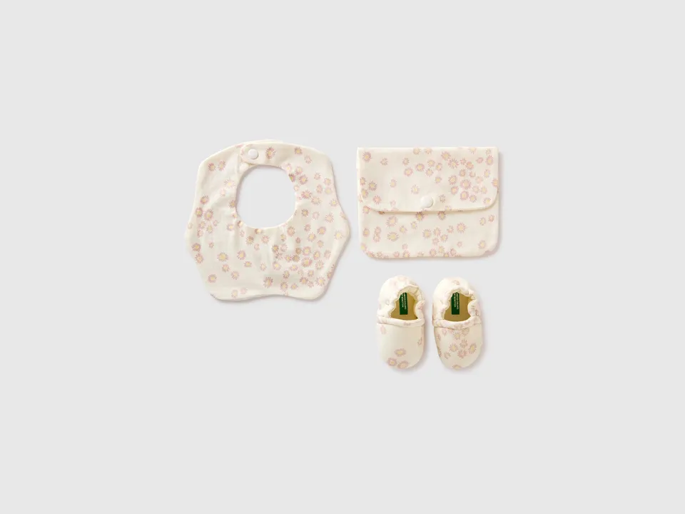 United Colors of Benetton Set neonato floreale cotone 3 pezzi
