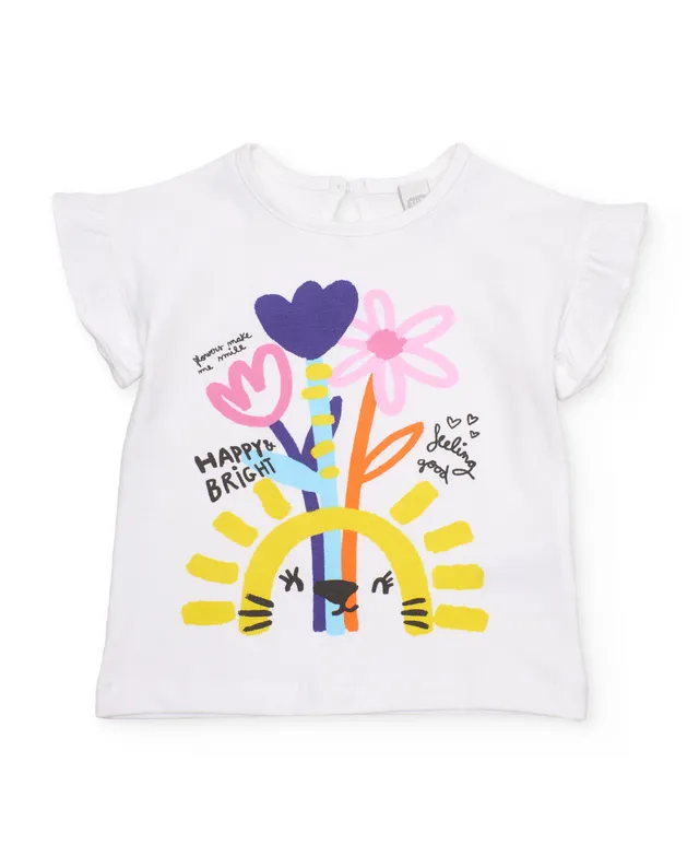 TucTuc Magliette T-shirt bambina bianco volant maniche
