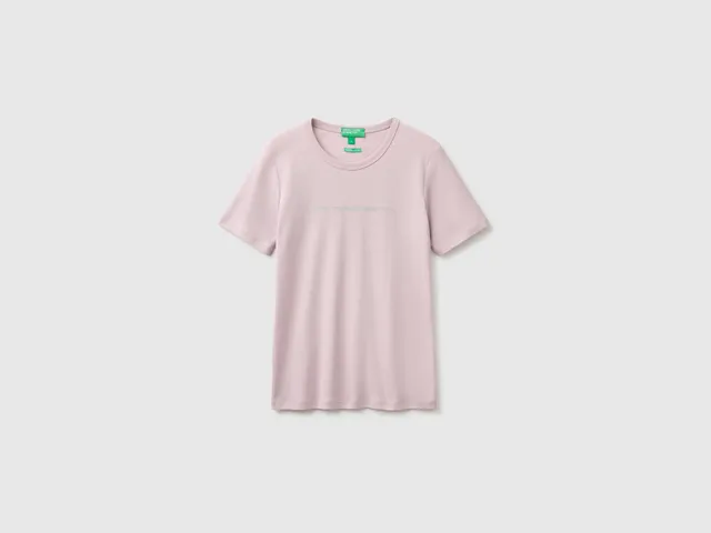 United Colors of Benetton T-Shirts Maglietta logo glitter cotone M