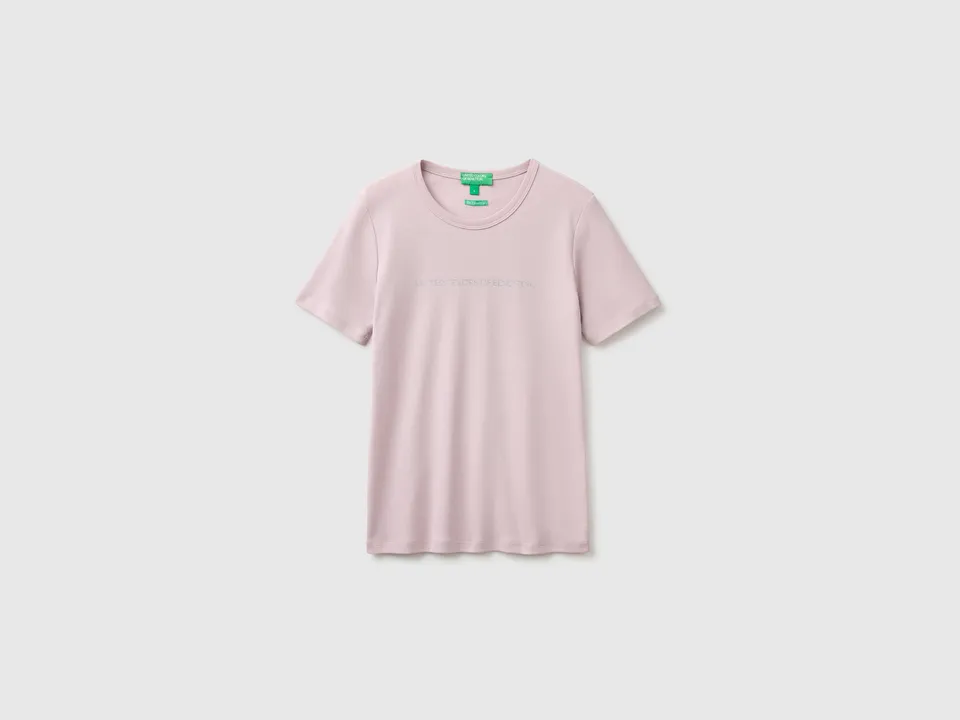 United Colors of Benetton T-Shirts Maglietta logo glitter cotone M