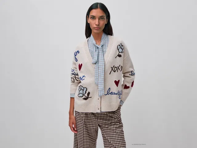 United Colors of Benetton cardigan lana fiori taglia XS