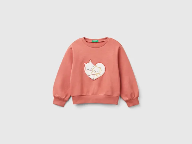 Benetton Sweatshirts felpa girocollo cotone patch bimba