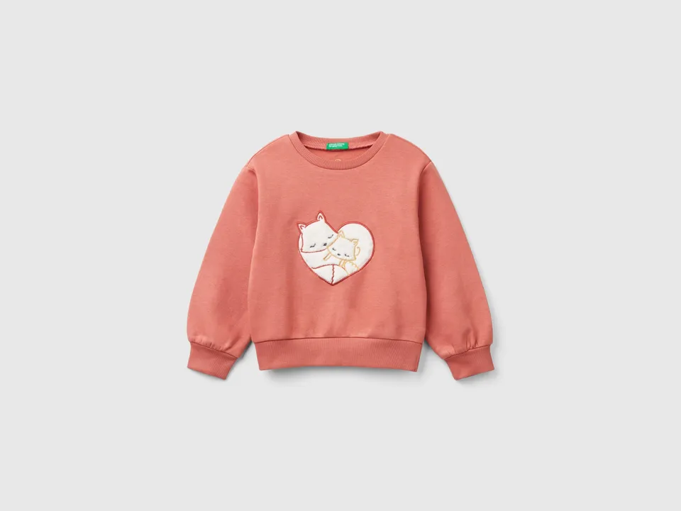Benetton Sweatshirts felpa girocollo cotone patch bimba
