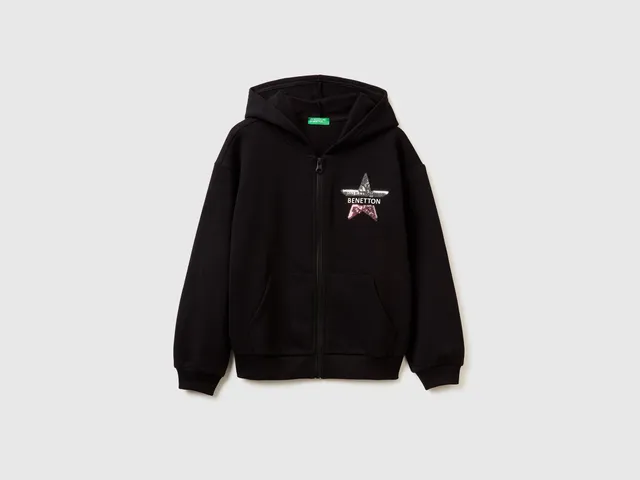 United Colors of Benetton Sweatshirts felpa zip paillettes cotone