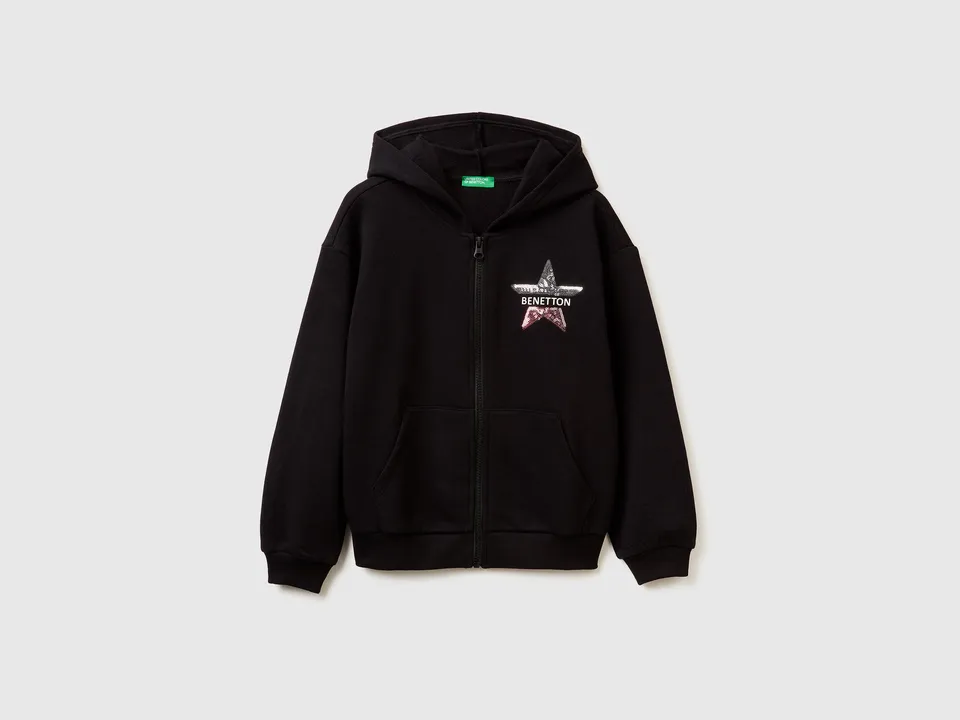United Colors of Benetton Sweatshirts felpa zip paillettes cotone